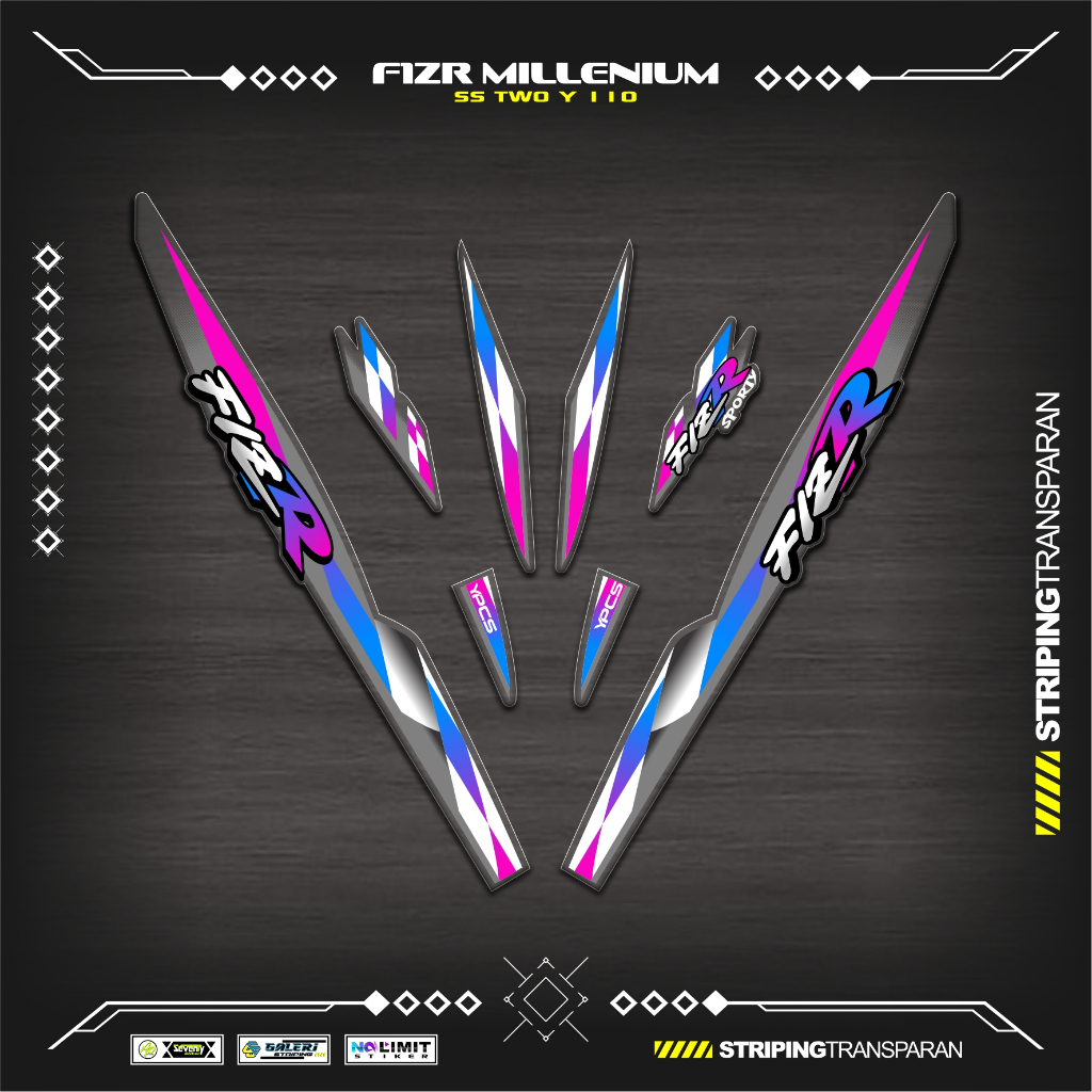 TRANSPARENT STRIPING UV F1ZR MILLENIUM MOTIF K4 สติ๊กเกอร์ YAMAHA F1Z R สติ๊กเกอร์ใส VARIATION FIZR