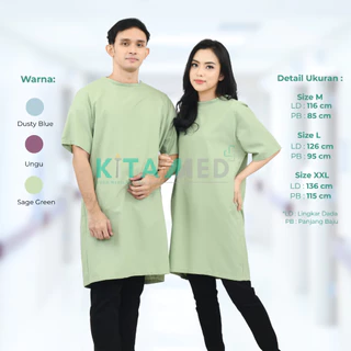 KATUN KITAMED JKT เสื้อผ้าผู้ป่วยมีผูกหลัง ประหยัด ผ้าฝ้าย ใส่สบาย มัลติฟังก์ชั่น ส่งทันทีสําหรับผู้สูงอายุ หลังผ่าตัด มีให้เลือกหลากหลายสี Dusty Blue Edition