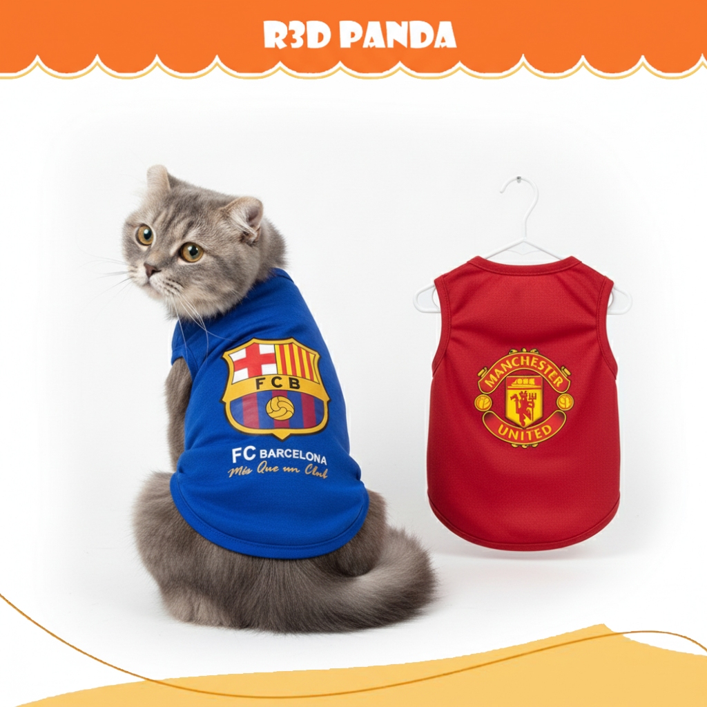 เสื้อฟุตบอล แมวสุนัขสกรีนทีมน่ารักสัตว์เครื่องแต่งกายสัตว์เลี้ยงเสื้อยืดทีมโปรด