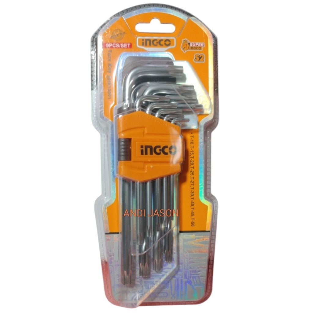 INGCO HHK13091 T10 S/D T50 TORX KEY HHK 13091 STAR ชุด L-WRENCH