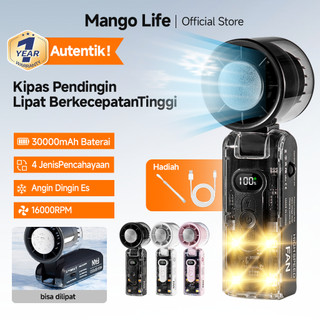 Kipas Angin Portable Lipat Cyberpunk 100L - LED & Tahan 24 Jam - 10m/s Angin Es - 30000mAh Baterai - Senyap & Praktis
