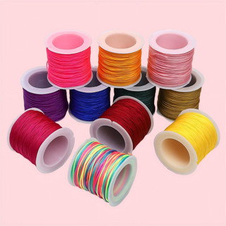 50m Benang Nilon 24 Warna - Tali Rajut Makrame & Shamballa yang Lentur & Kuat untuk Gelang dan Gantungan DIY