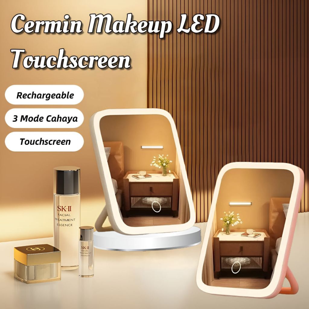 กระจกแต่งหน้า LED Light Mirror Touchscreen Sensor ชาร์จได้ •Jshop•