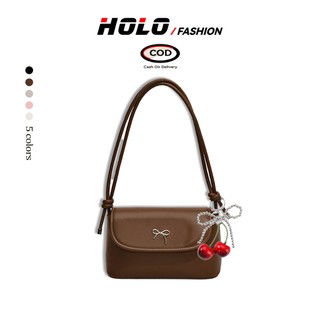 HOLO Tas Selempang Wanita Kulit Tas Mini Sling Bag Tas Kecil Lucu Korea Tas Bahu Wanita Simple Pink