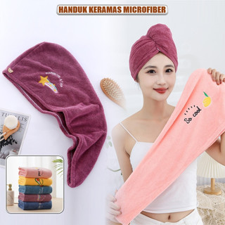 Handuk Keramas Pengering Rambut Wanita Karakter Bahan Microfiber Cepat Kering / Handuk Kancing Anduk Kepala Magic Towel / Hairtowel Motif Turban Import Stockami C931