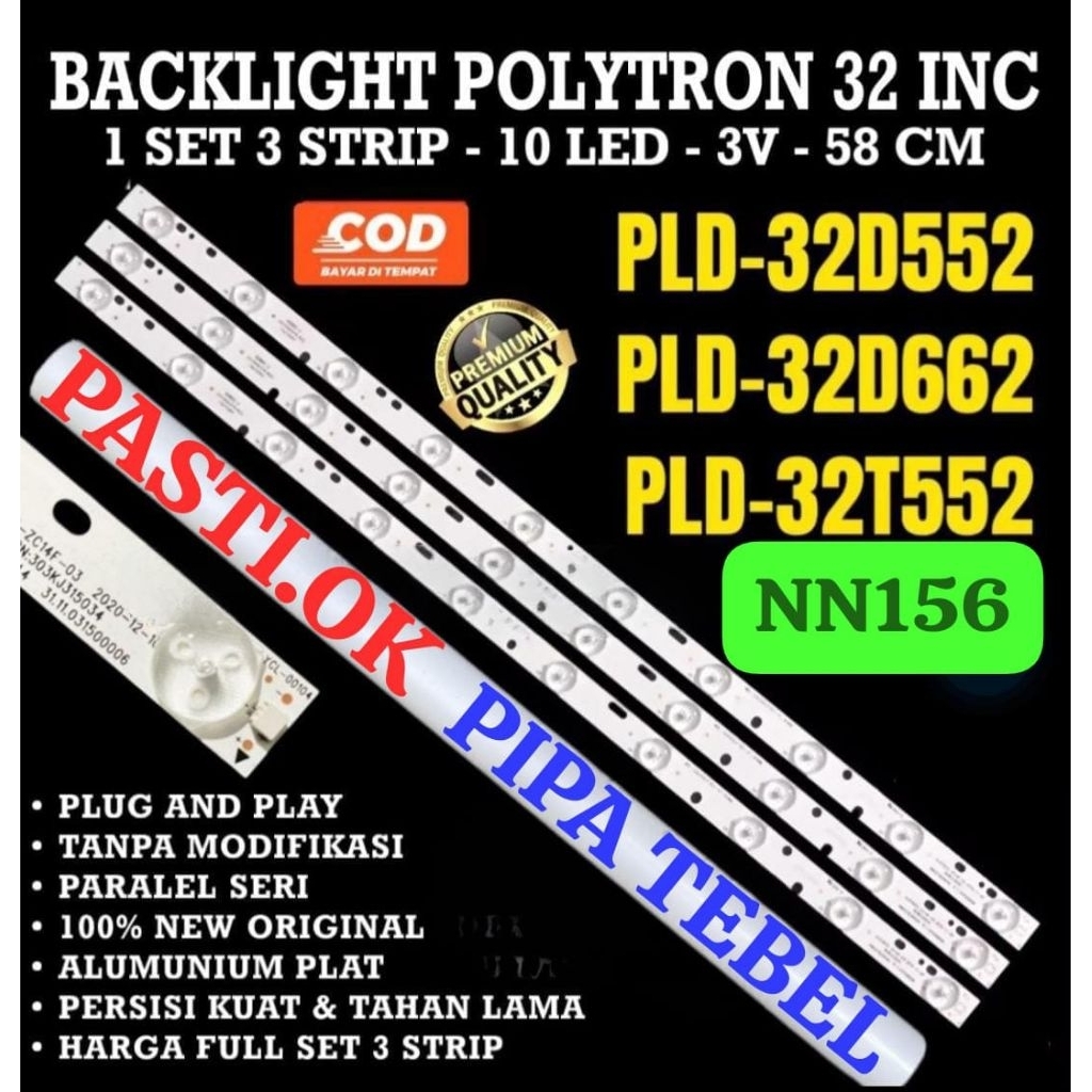 CAHAYA NN156 POLYTRON LED TV BACKLIGHT PLD32D552 PLD32T552 PLD32D662 32D552 32T552 32D662 BL แสงแสง 