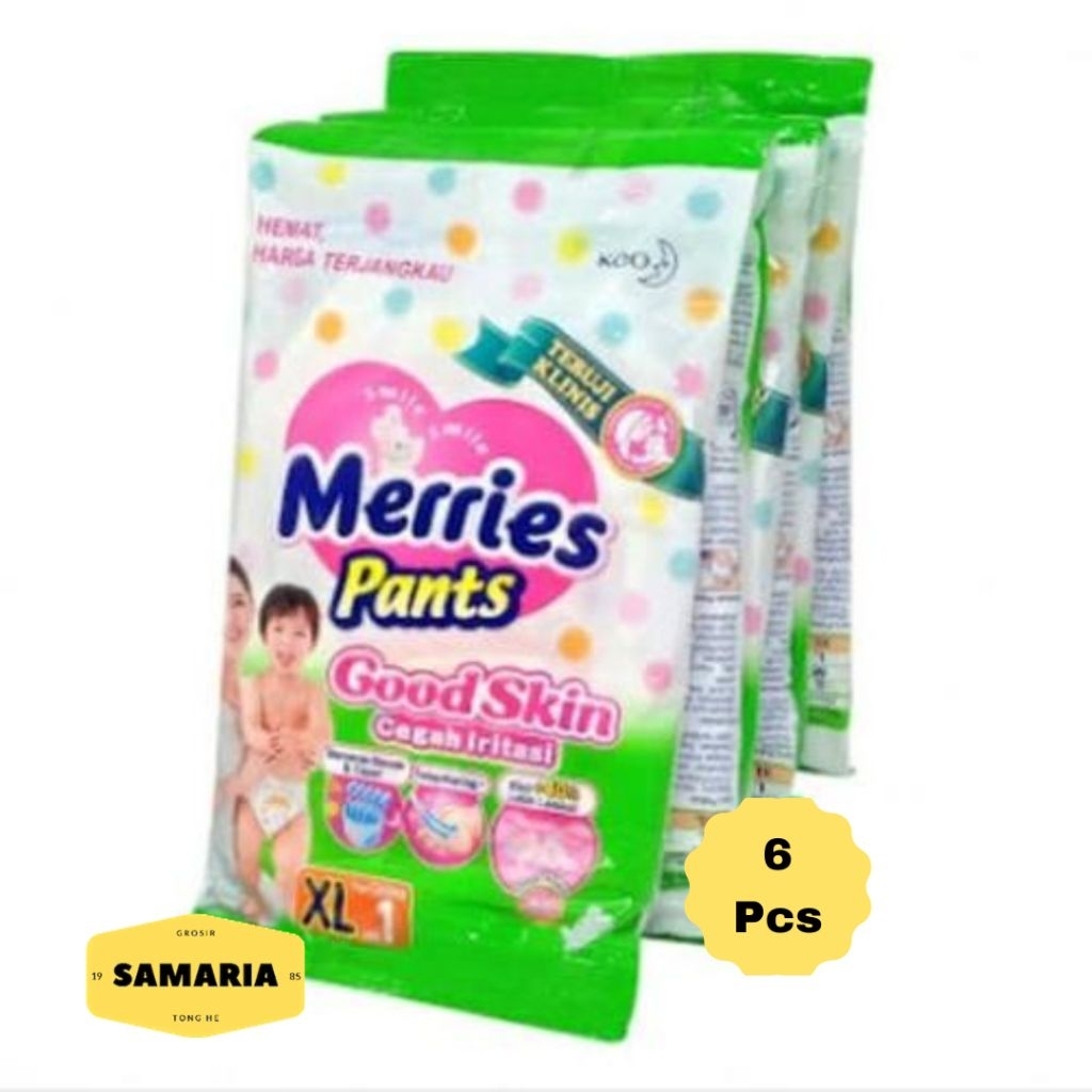 1 แพมเพิสแบบแขวน Merries Pants Size XL - ผ้าอ้อมเด็ก (เนื้อหา 6 ชิ้น)