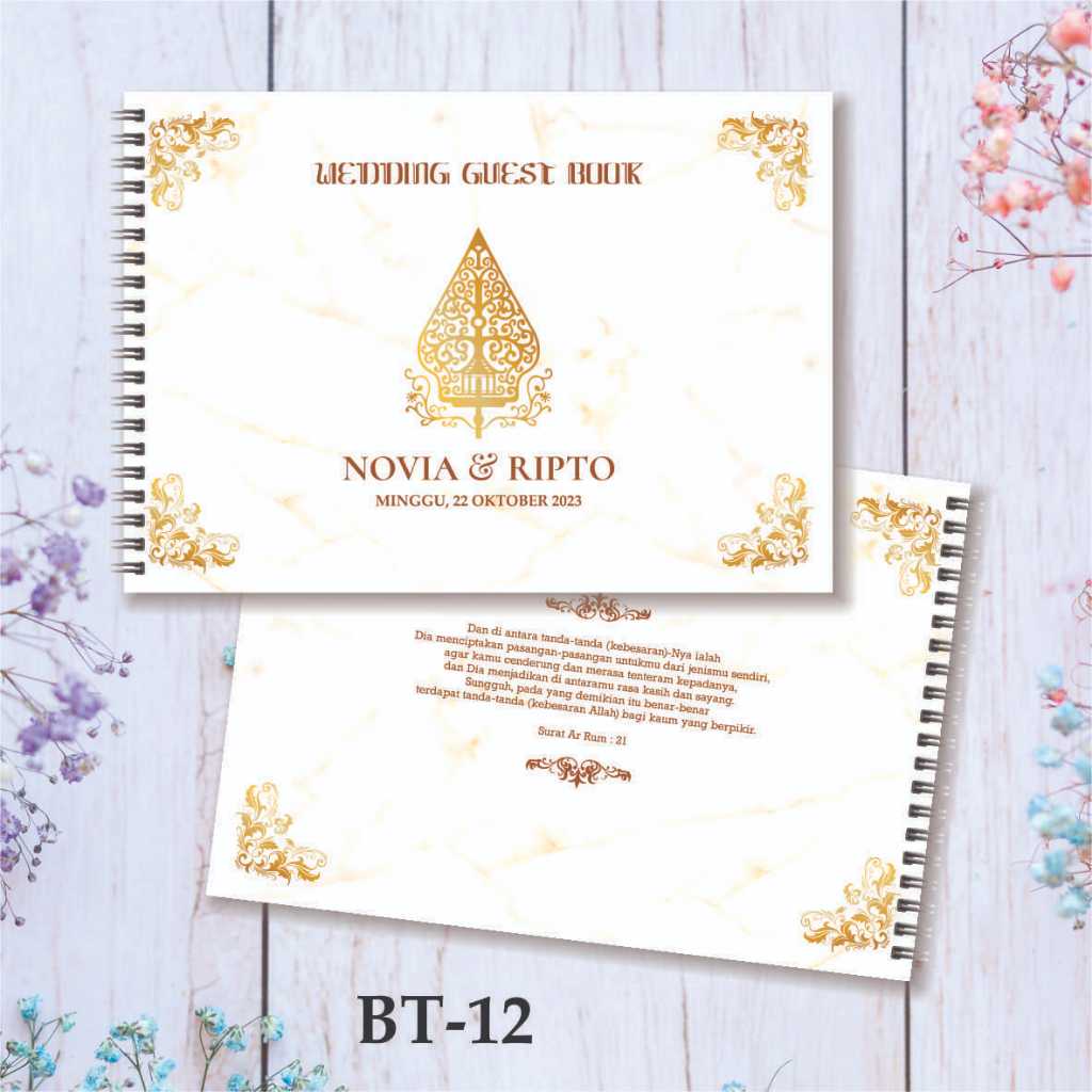 WEDDING GUEST BOOK ฝาครอบอ่อน CUSTOM BT-12 MOTIF คูปอง 250 ชื่อ