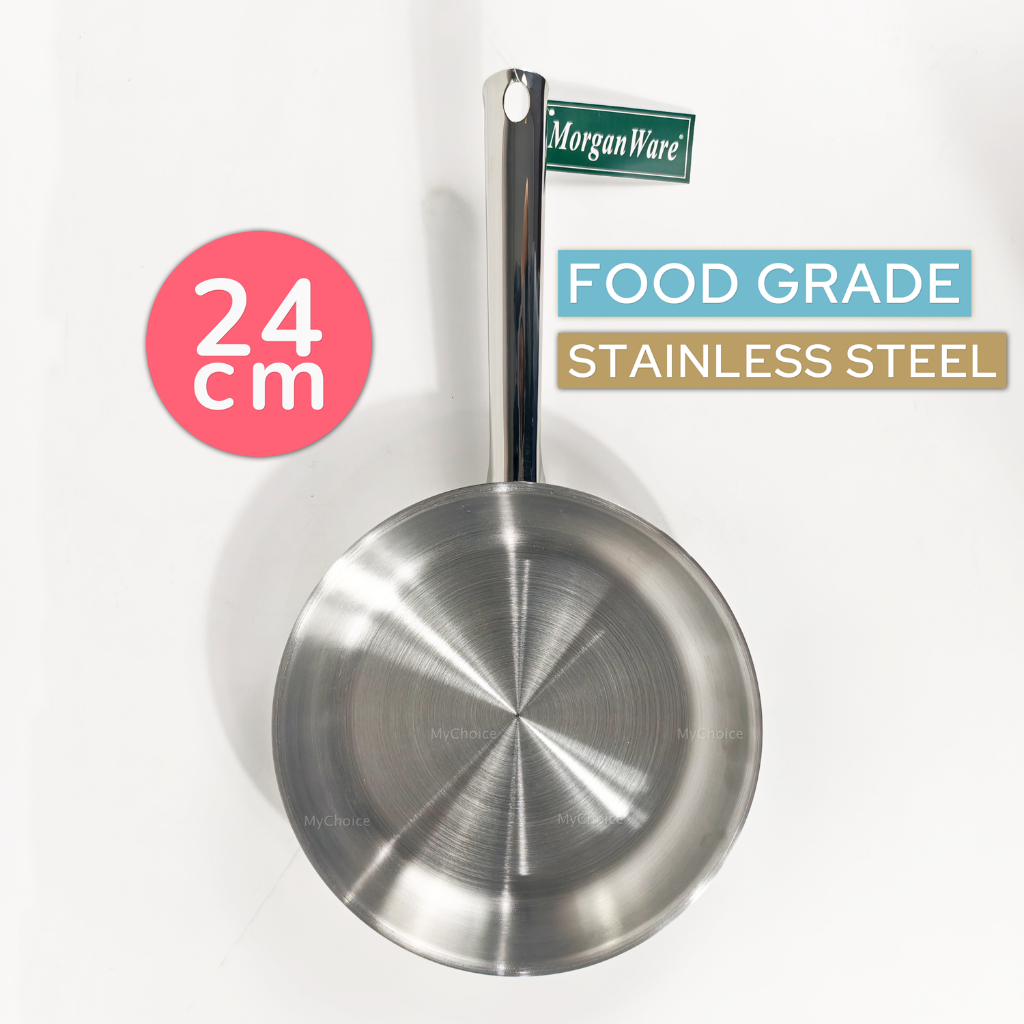 Bima กระทะทอดสแตนเลส 24 ซม. กระทะทอด Stainless Food Grade - MorganWare MG0031
