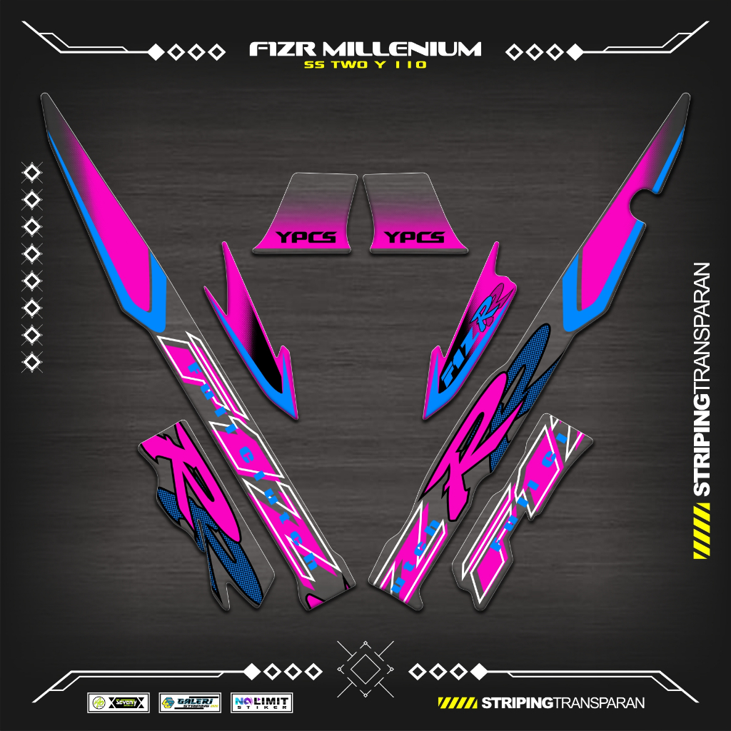 TRANSPARENT STRIPING UV F1ZR MILLENIUM MOTIF K11 สติ๊กเกอร์ YAMAHA F1Z R สติ๊กเกอร์ใส VARIATION FIZR