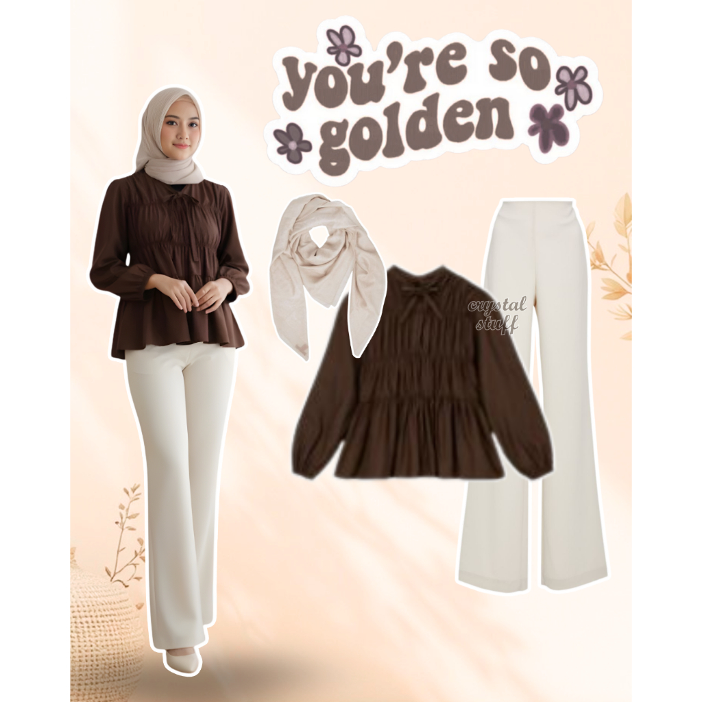 Crystalstuff - สไตล์เกาหลี 3 In 1 เสื้อผ้าผู้หญิงชุดหนึ่งชุดเรียบง่ายมีสไตล์ Hangout College Hijab B