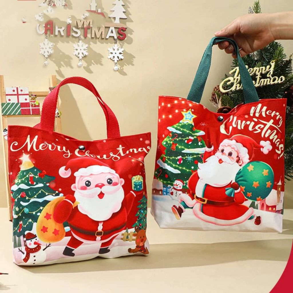 Christmas Tote Bag Christmas Totebag Canvas Fabric Christmas Edition