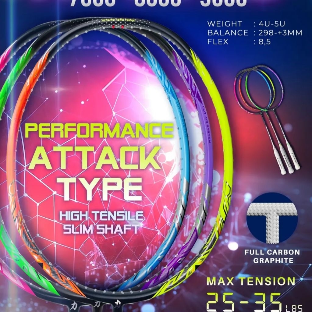 JP Power Hybrid 7000/8000/9000 ต้นฉบับ 35LBS BADMINTON CKET ฟรี INSTALLATION OF ORIGINAL JP POWER ST