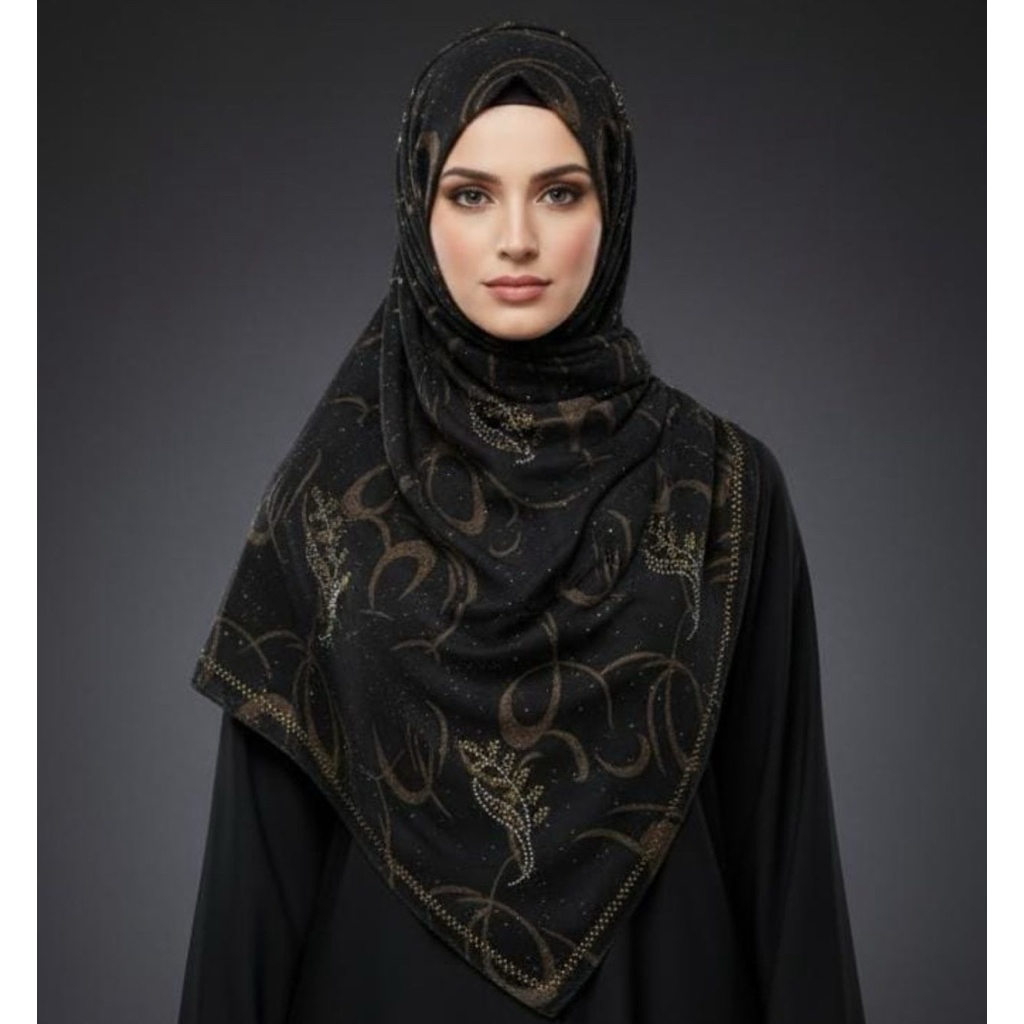 SQUARE ARABIC HIJAB & VIRAL PASHMINA - VIRAL ARABIC HIJAB พิเศษในสีดํา - ARABIC HIJAB