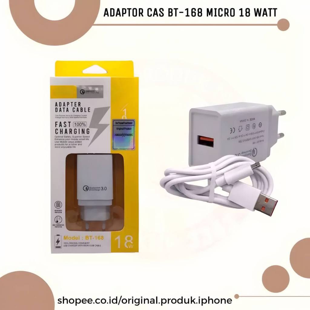 ต้นฉบับ BT 168 MICRO USB 18W REL FAST CHARGER ADAPTER