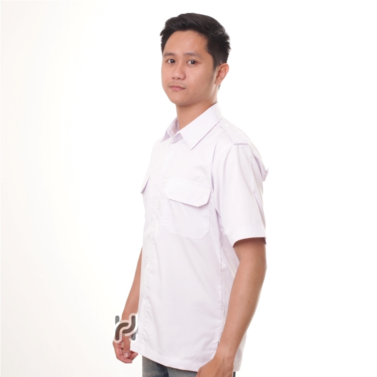 KEMEJA เสื้อ PDH สีขาวสําหรับผู้ชาย, เสื้อ PNS สีขาวพร้อมคอปกสีดํา, ผู้ชายและผู้หญิงท้องถิ่น GOVERNM