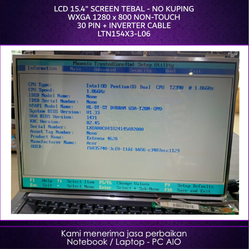 LCD 15.4 LTN154X3-L06 ไม่มีหู WXGA 1280x800 ความหนา 30pin p30 Non-Touch 2nd