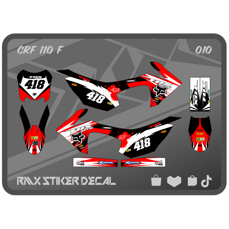 STABILO HIJAU MERAH CRF 110 FULLBODY STICKER (010) สติ๊กเกอร์ DECAL DECAL 110F MINI TRAIL MINITRAIL 