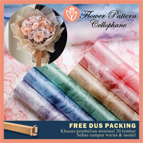 TULIP PAPERIE FLOWER PAPER CELLOPHANE FLOWER PATTERN TRANSPARENT COLOR PAPER FLOWER WRAPPING PAPER M