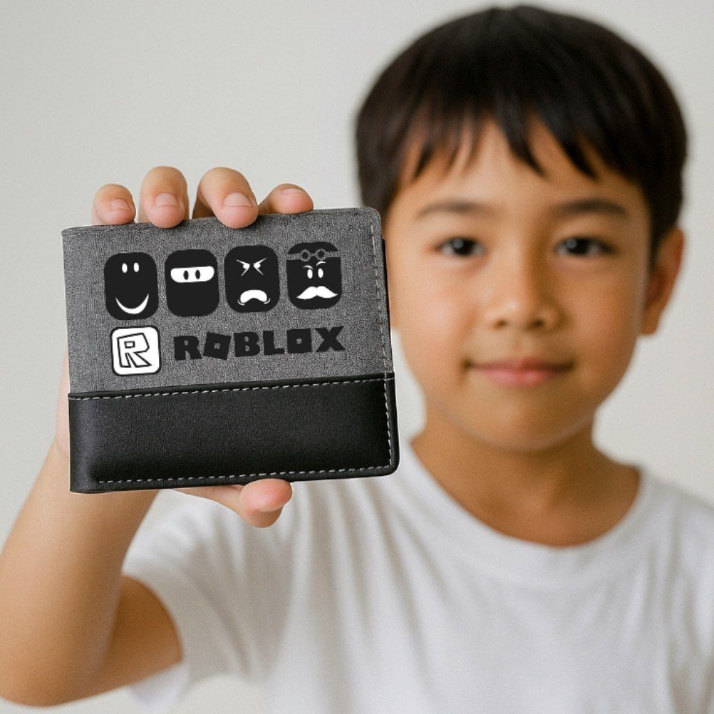 Roblox Character Minimalist Black Color Combine Boys Folding Wallet