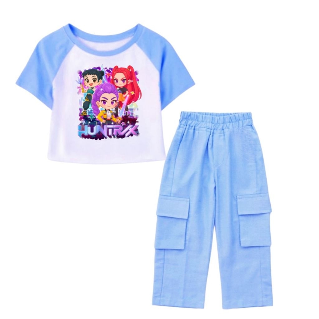 ชุดเสื้อและกางเกงคาร์โก้เด็กผู้หญิง พร้อมภาพ DEMON HUNTER1