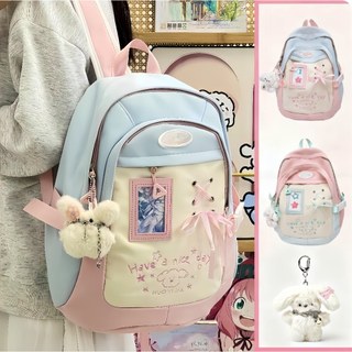 [Lencana Gratis]Tas Ransel Wanita Pink/Tas Sekolah Ins Wanita Kapasitas Besar Korea Import Fashion/Backpack For School/Tas Ransel Kuliah Waterproof/Backpack Anak Perempuan Sd Lucu/Tas Laptop Gadis/Tas Sekolah Estetik Korean Style Kecil