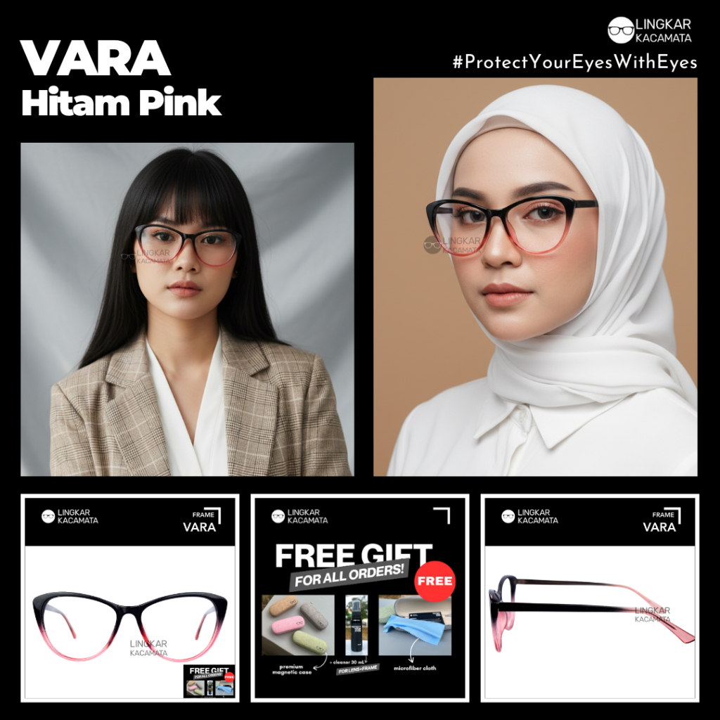 VARA สีดําสีชมพูลบแว่นตาโฟโตโครมิกป้องกันรังสีสําหรับผู้หญิงและผู้ชายปกติแมวตาเกาหลี