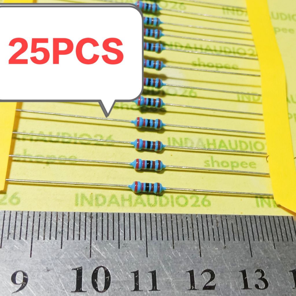 25PCS taiwan 2K2 1/4W 1% หนาขาทองแดงตัวต้านทาน 1/4 w 2k2 1/4watt 1 เปอร์เซ็นต์ฟิล์มโลหะ 1/4 วัตต์สี่