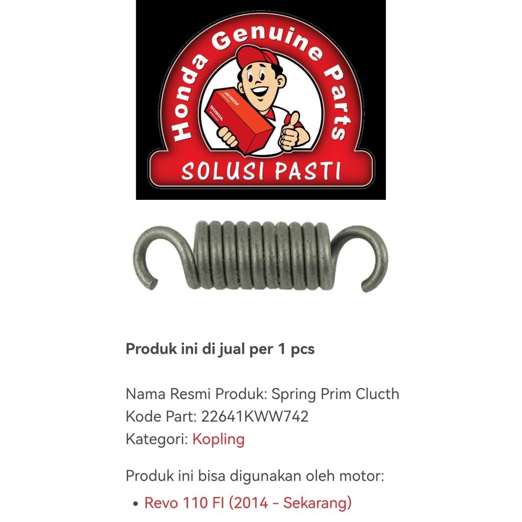 22641KWW742 สปริงคลัทช์คู่สําหรับ Honda Revo 110 FI