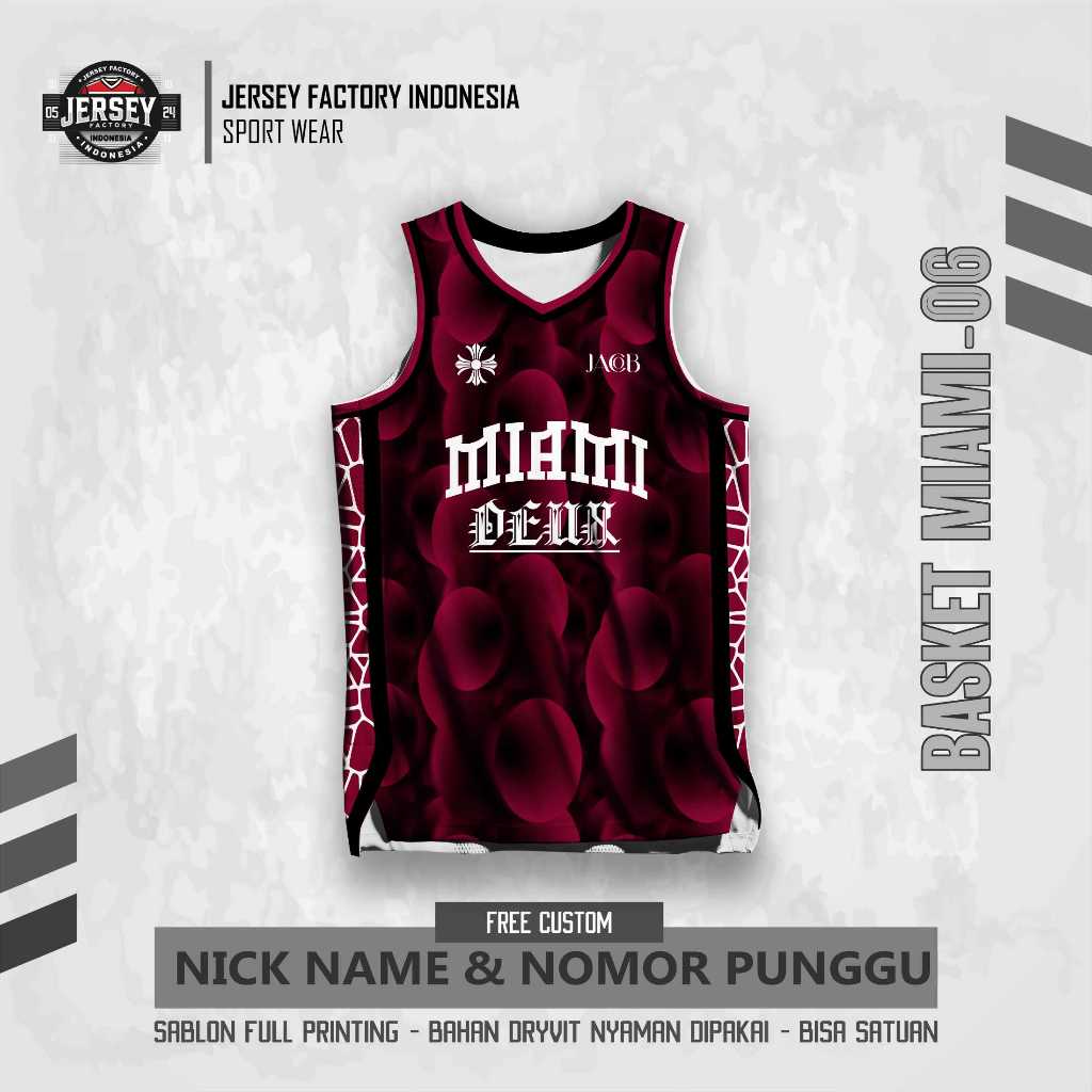 JErsey Custom BASKETBALL MIAMI-06 สั้นฟรีที่กําหนดเองชื่อและด้านหลังหมายเลขการพิมพ์เต็มรูปแบบ