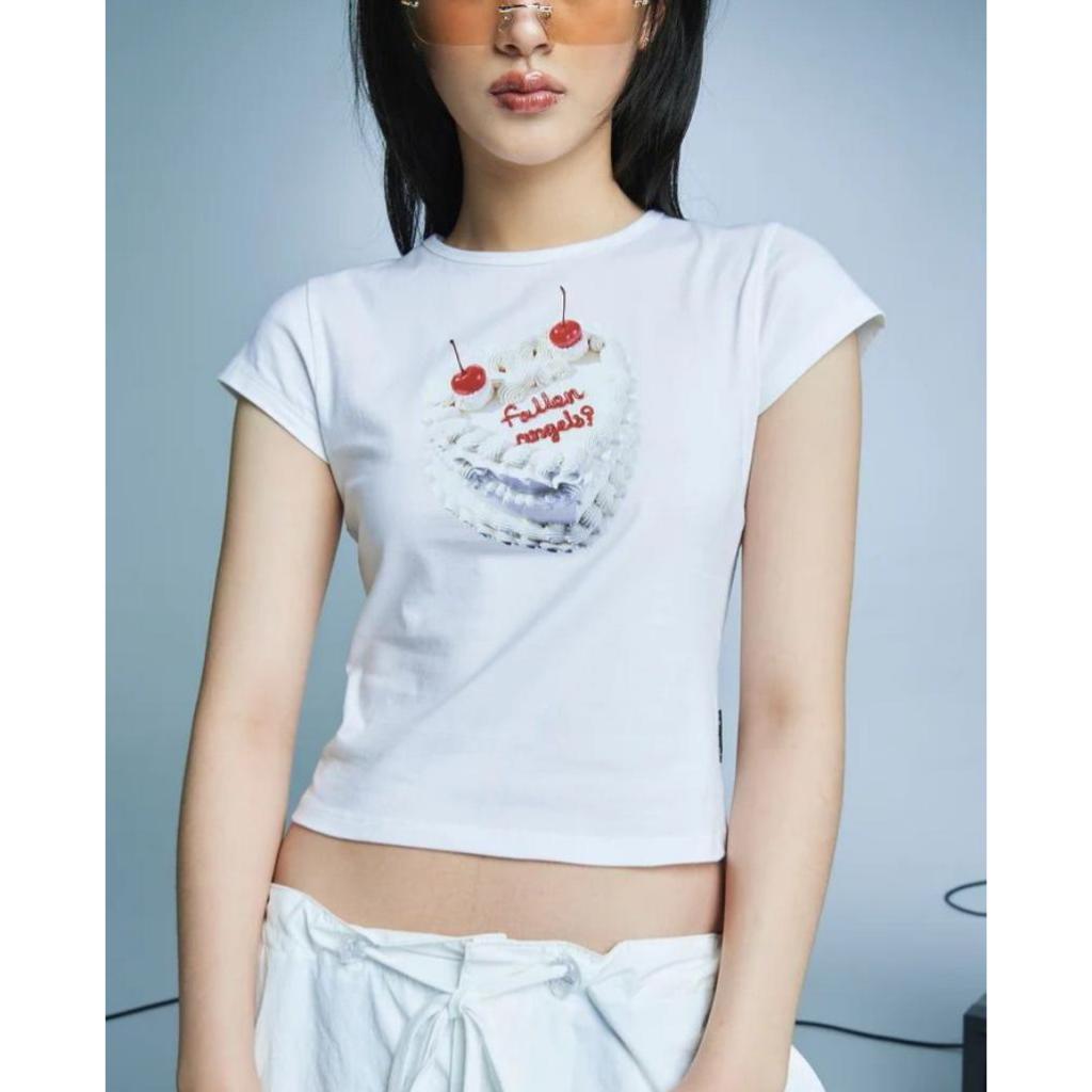 KATUN Fallen Angels เสื้อครอปสตรี Baby Kiss Y2k สไตล์ผ้าฝ้ายวัสดุ Simple Dtf Motif แขนสั้น