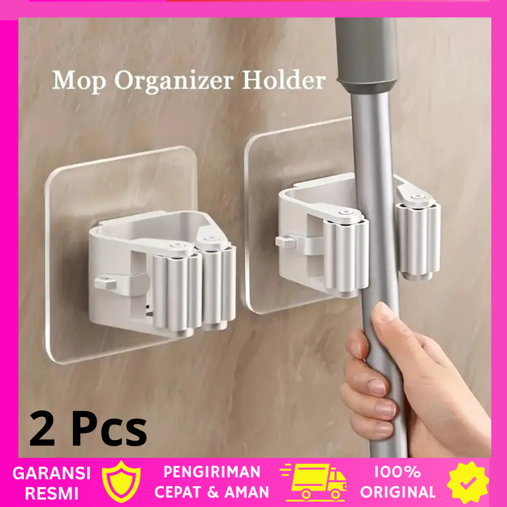 GANTUNGAN 2 ชิ้นไม้กวาด Mop Hanger ไม้กวาดหรือ Mop Clamp Hanger Hook Broom Holder Storage