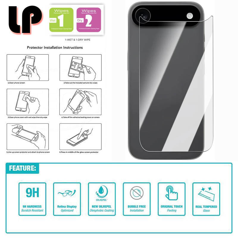 LP Back Tempered Glass iPhone Air - Anti-Scratch Back Protector Back Door Body Clear Cover Protector Guard Anti-Scratch Glass 9H 17 Air