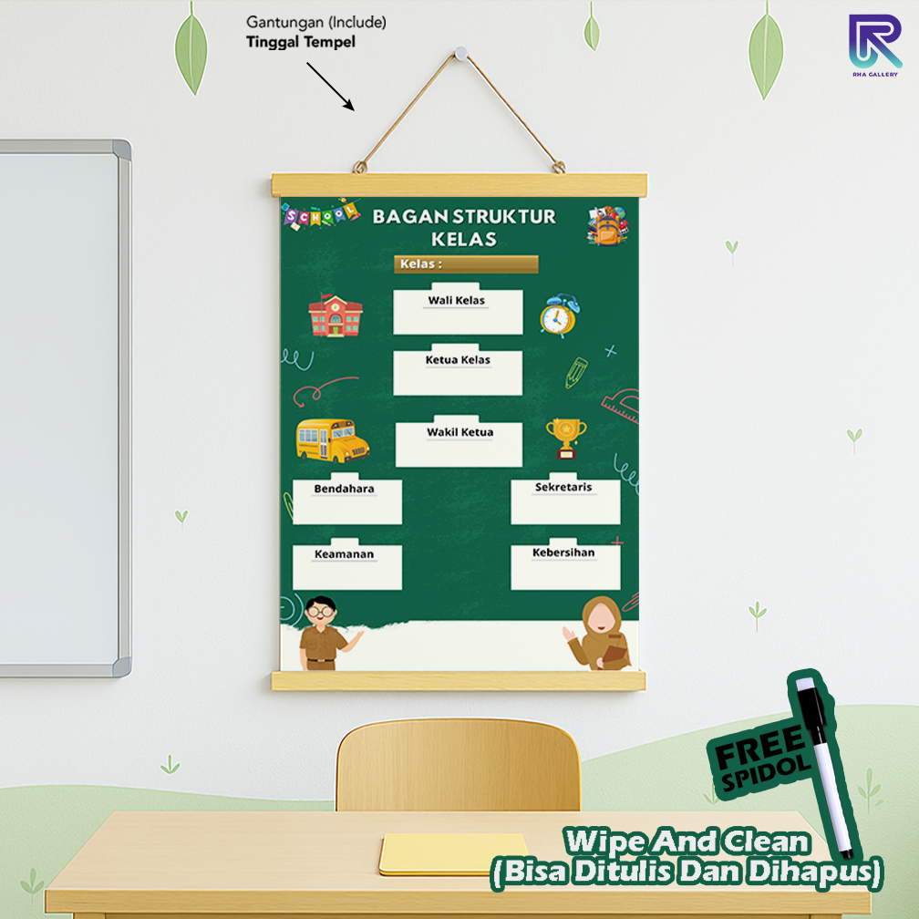 RHA GALLERY School Planner โครงสร้างองค์กรนักเรียนชั้นเช็ดและทําความสะอาดรายการการเขียนตาราง