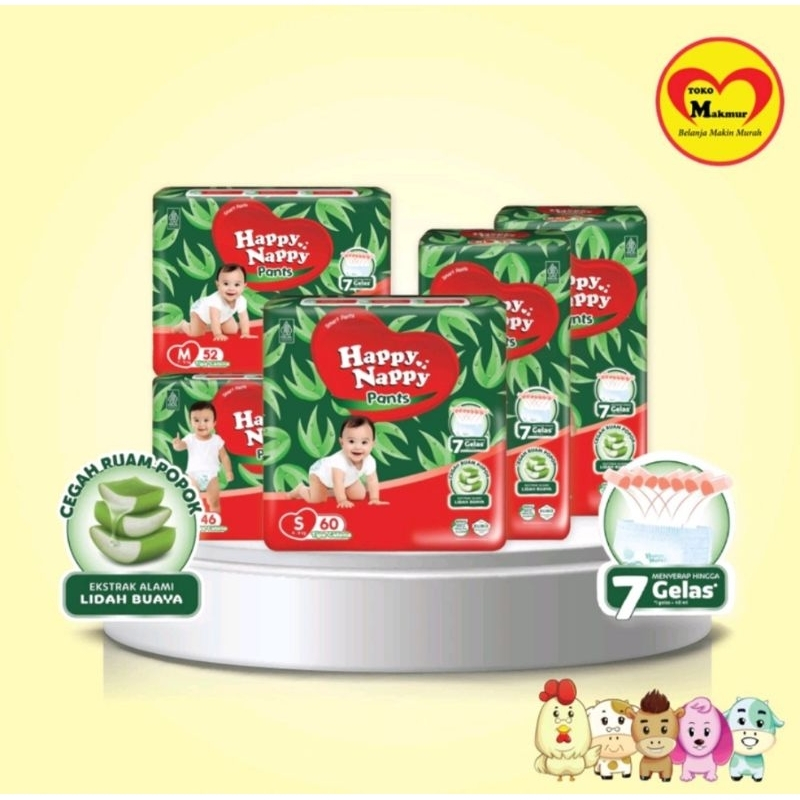 Happy Nappy Smart Pants S60 / M52 / L46 / XL42 || Happy Nappy บรรจุภัณฑ์จัมโบ้