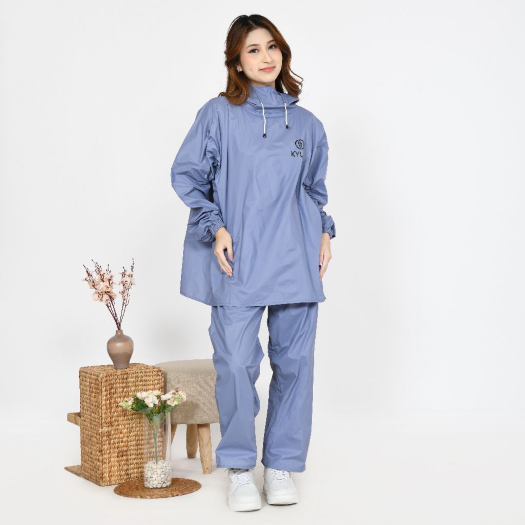 KYUBI HOODE RAINCOAT สําหรับผู้ชายและผู้หญิง, THICK PVC RUBBER MATERIAL