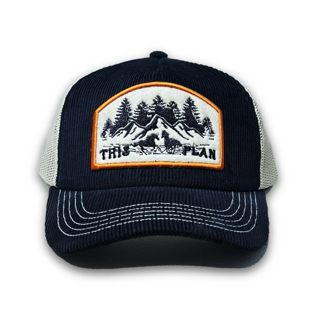 หมวก Corduroy Trucker Black Cream Pinetrees Thisplan