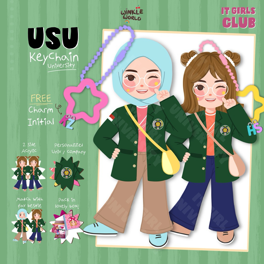 พวงกุญแจ It Girls North Sumatra University Package / พวงกุญแจ University USU Series / พวงกุญแจ USU