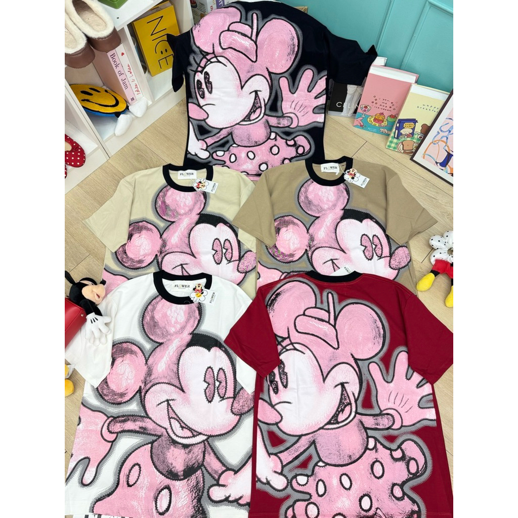 Mikey mouse NEw Flower bkk เสื้อยืดโอเวอร์ไซส์