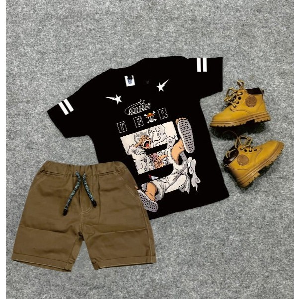 LUFFY GEAR5 ชุดเสื้อยืด BASEBALL สไตล์เกาหลีสําหรับ BOYS และ GIRLS / LUFFY BASEBALL CHINOS ชุดสําหรั