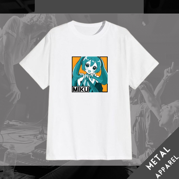 เสื้อยืด Vocaloid Hatsune Miku บนเสื้อยืดกรอบ Miku ANime มังงะเพลงญี่ปุ่น