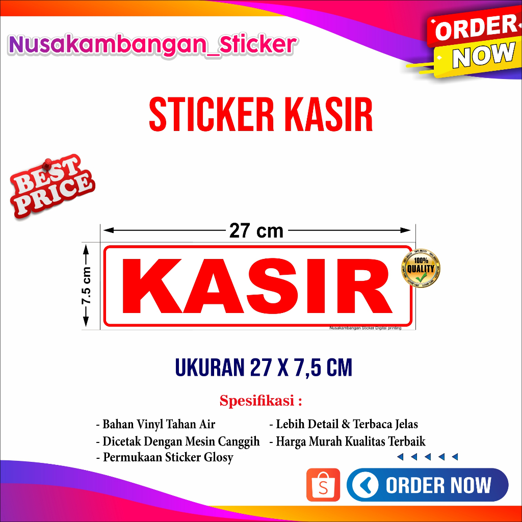 สติ๊กเกอร์ CASH REGISTER พร้อม CASHIER WRITING 27 X 7.5 CM