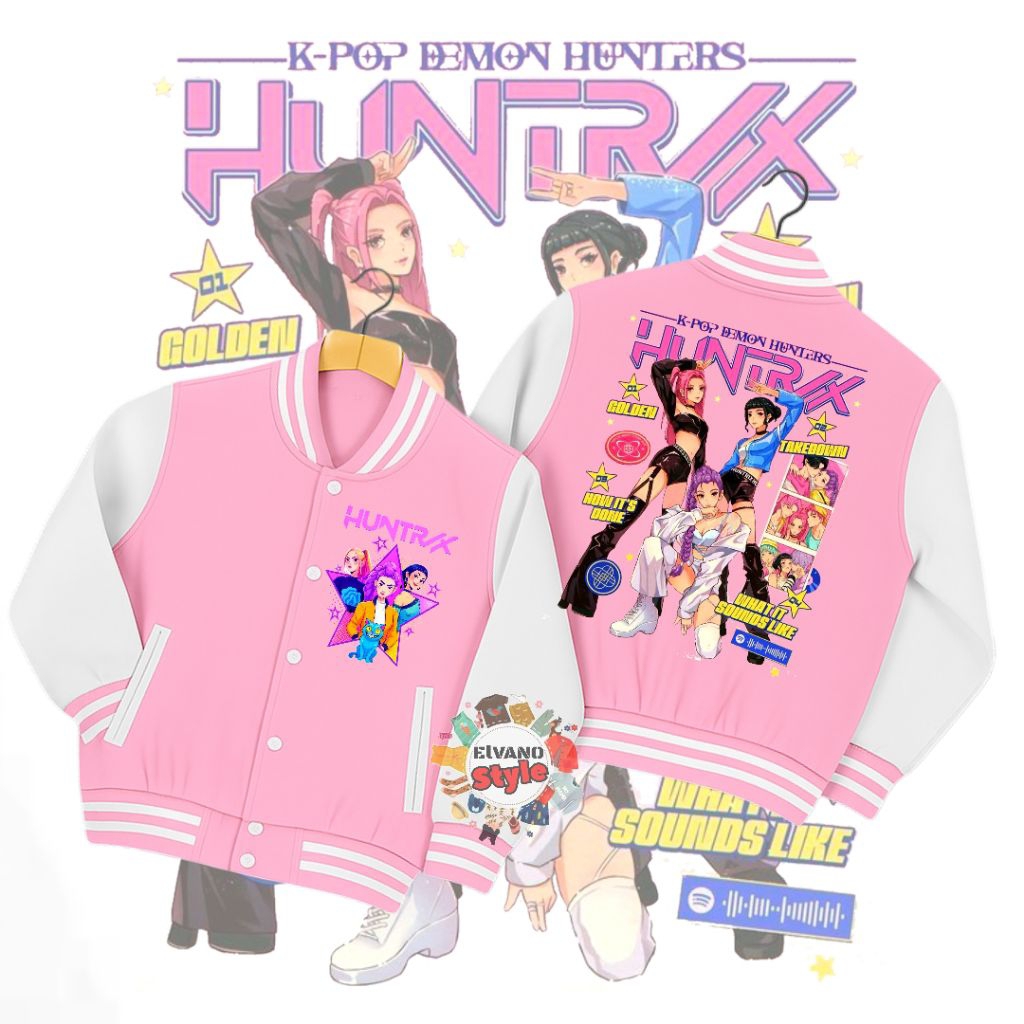 KPOP DEMON HUNTER HUNTRIX GIRLS VERSITY BASEBALL JACKET