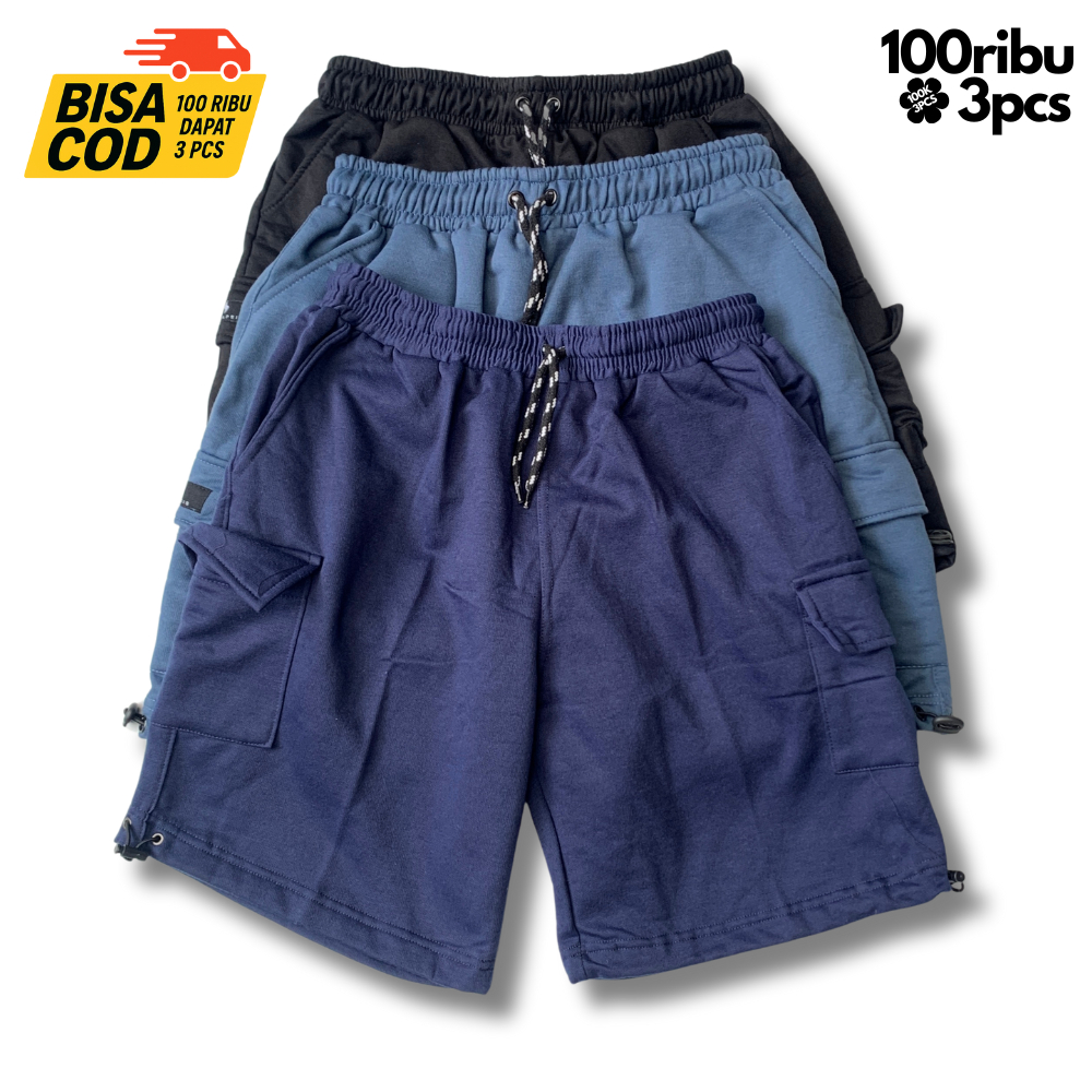 NOLIMITS CARGO FLEECE SHORT 100K 3PCS SUPERLINE SKENA SAVING PACKAGE THICK MATERIAL