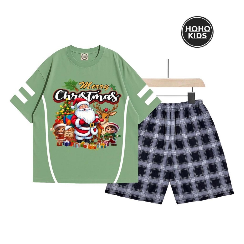 HK CHILDRENS SUIT MERRY CHRISTMAS PICTURE DTF SCREEN PRINTING PLAID PANTS