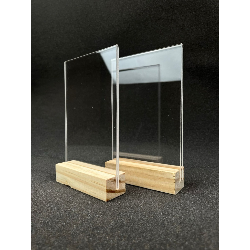 DUTCH TEAK ACRYLIC QRIS STAND A5 (2mm) / ที่วางท้าย / ขาตั้ง QRIS / ขาตั้งคอ (10.5x21x5)
