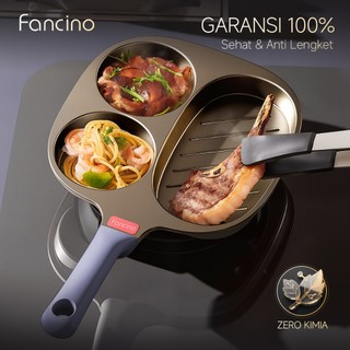 Fancino Wajan Telur 3in1 Anti Lengket 22cm - Wajan Pancake, Sosis & Omelette Multifungsi untuk Sarapan Praktis