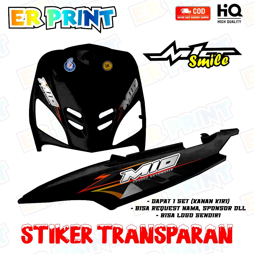 Mio Smile สติ๊กเกอร์ใส Anti-Fade Cool Mio Smile Striping Yamaha Mio Smile Racing Design 3