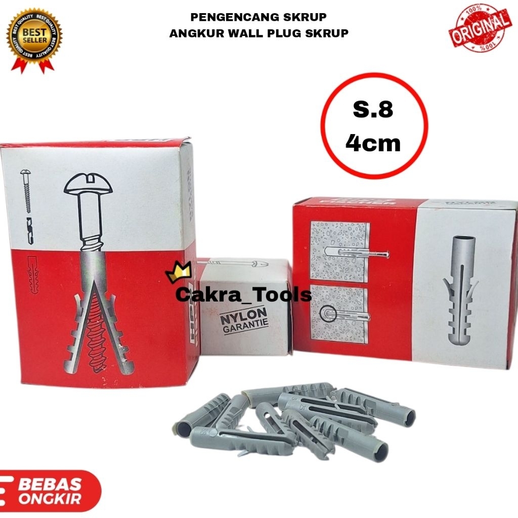 ไนลอนสกรู FASTENER WALL SCREW WALL SCREW WALL S8