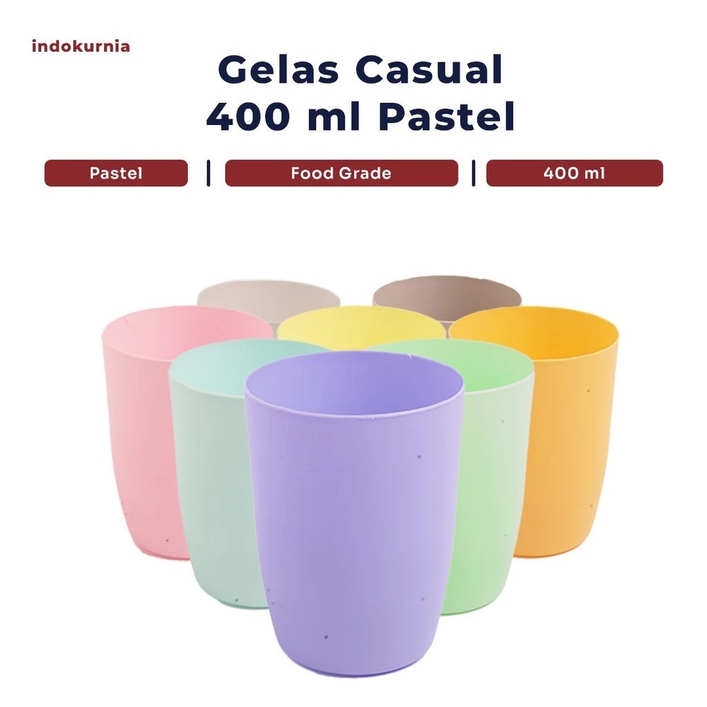 Indokurnia Casual Glass 400 mL สีพาสเทล IDK-GC400
